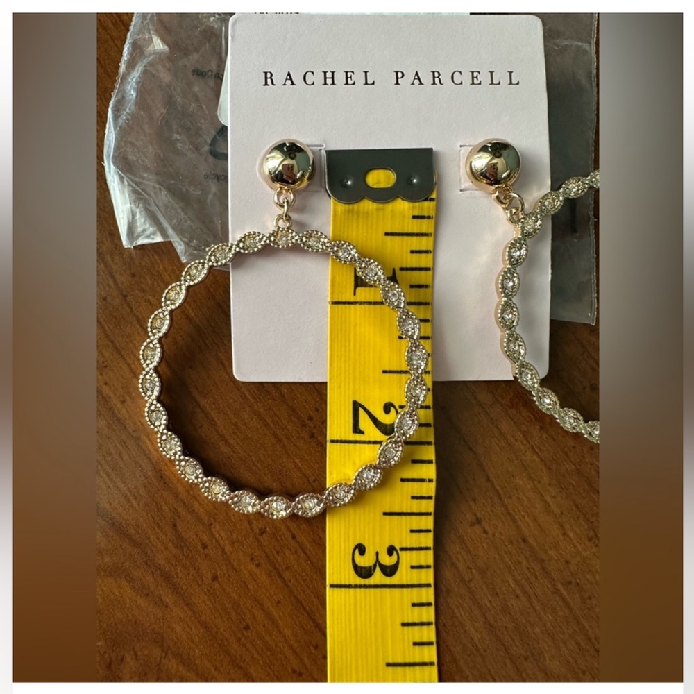 Rachel Parcell Crystal Gold Frontal Hoop Earrings